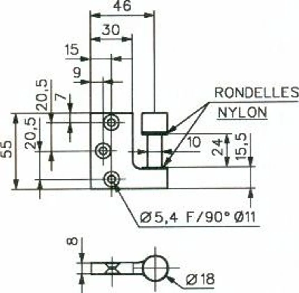 Fiche applique bois STREMLER 3204.30.0 réversible à entailler en inox - 2