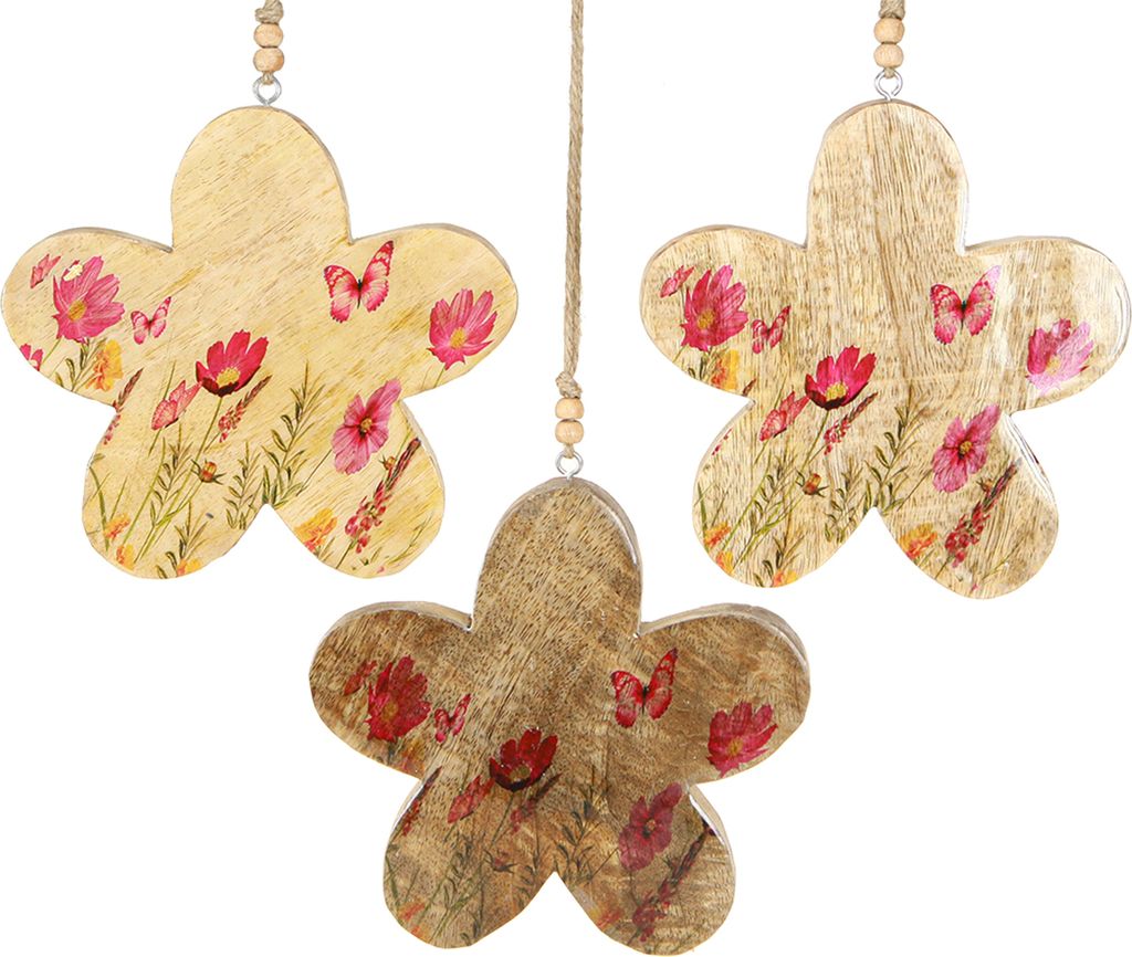 Dekohänger Holz Blumen Frühling Natur Anhänger 16cm 3 Stück