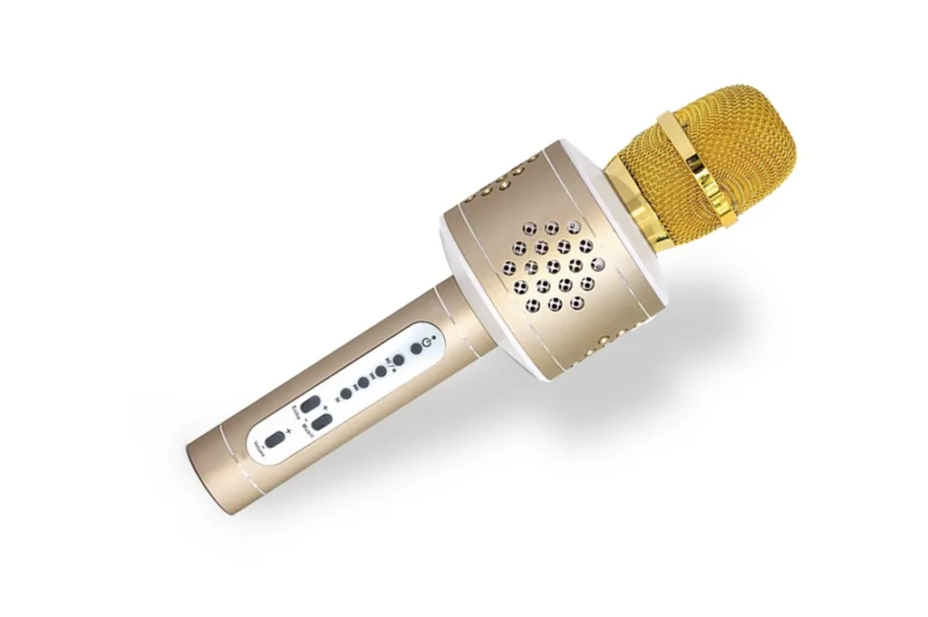 Microphone karaoké Bluetooth portable doré avec alimentation USB et pile - 2
