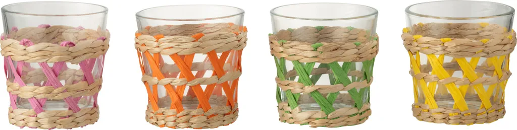 Verre à boire pour table élégante Petit set de 4 verres tissés J-Line