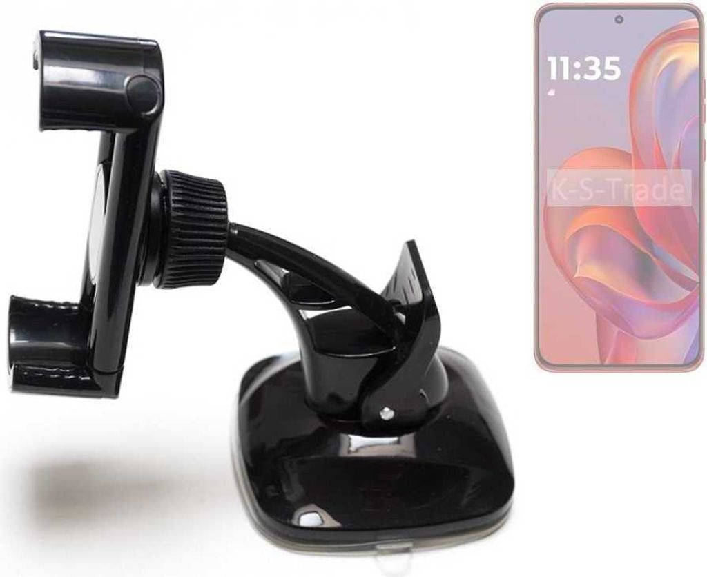 K-S-Trade kompakte Handy-Halterung Windschutzscheibe kompatibel mit Motorola Moto S50 Armaturenbrett schwarz Autohalterung KFZ Halter