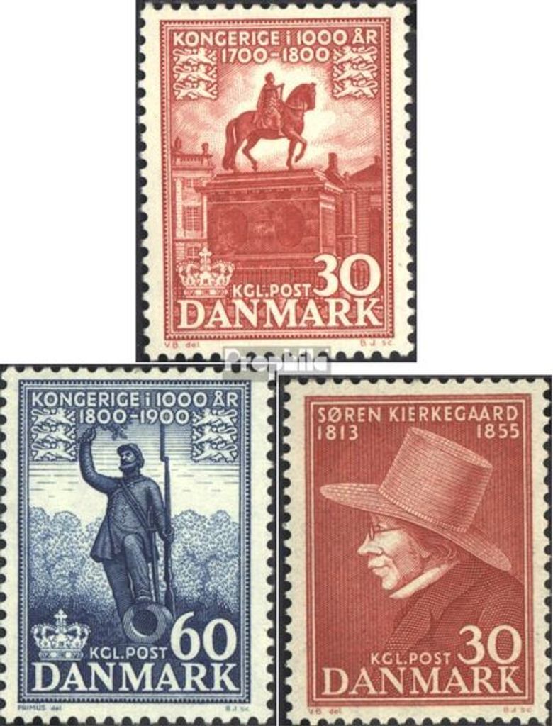 Briefmarken Dänemark 1955 Mi 356-357,362 (kompl.Ausg.) postfrisch 1000 Jahre Königreich