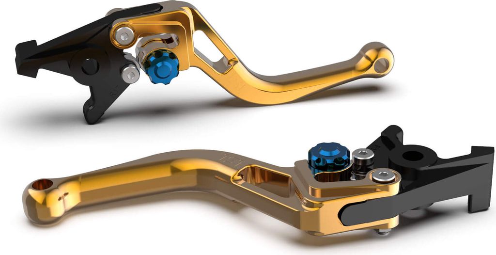 LSL Bremshebel BOW R53R, kurz, gold/blau