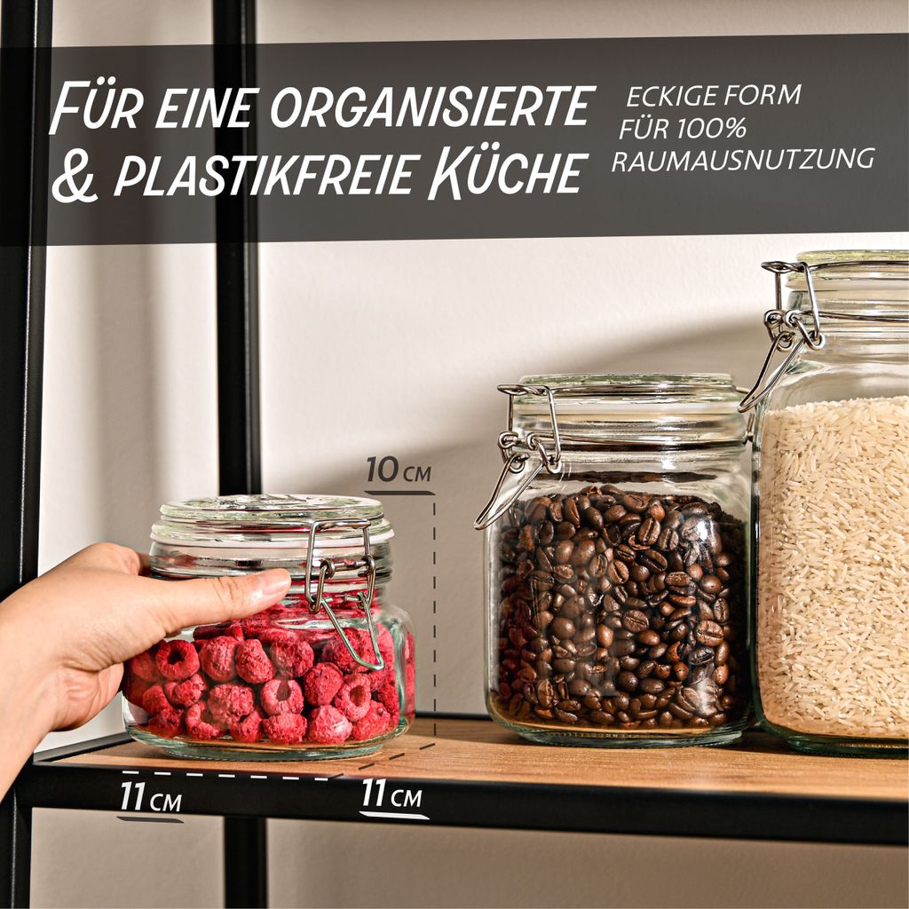 6 Einmachgläser mit Bügelverschluss 500ml