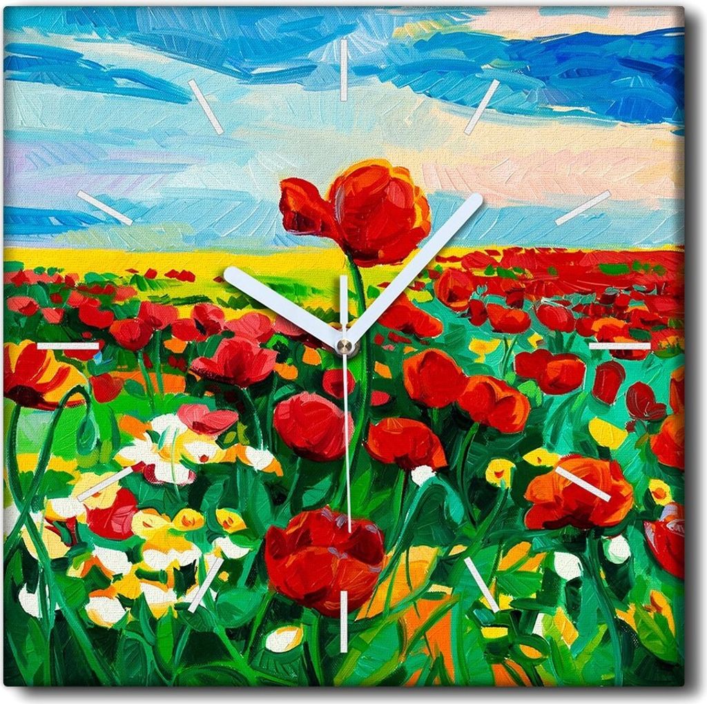 Coloray Uhr auf Leinwand 30x30 cm Wand Uhr Dekoration Wohnzimmer Segeltuch weiße Zeiger -Naturlandschaft Maki.