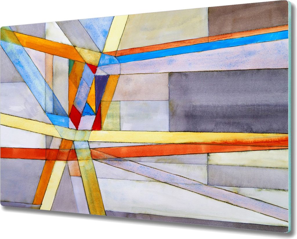 Coloray Hackbrett Kochplattenabdeckung Herdabdeckplatte 80x52 cm Schneidebrett Küchenbrett - geometrische Muster