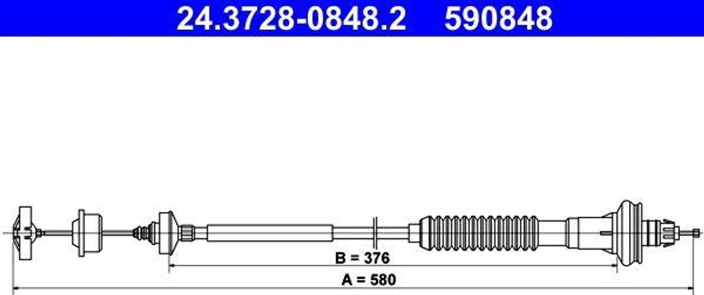 Câble d'embrayage robuste ATE 24.3728-0848.2 en acier renforcé