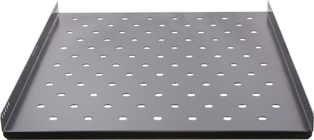 Rockstable 1HE 19" Fachboden - Regalboden - Schwarz - Stahl - 20 kg - 1U - Oval
