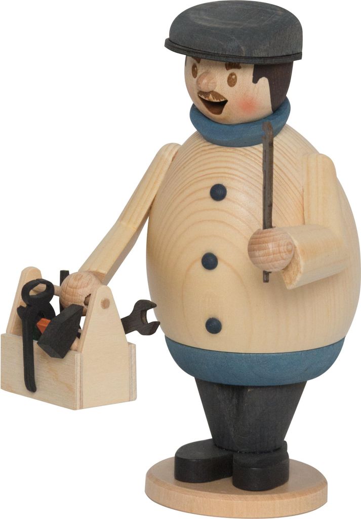 Drechslerei Kuhnert - Räuchermännchen MAx als Klempner - Größe ca. 16cm, für Räucherkerzen Größe M (Standard) - 33147