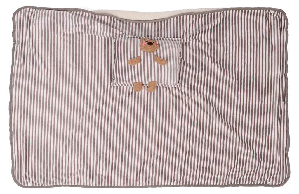 Elektrische Heizdecke mit USB-Anschluss (5 V), tragbar, waschbar, thermostatisch, wärmend, aus Polyester, niedliches Bärenmuster, gestreift, grau...