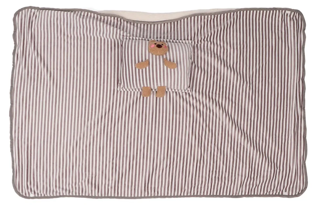 Couverture chauffante USB 5V lavable grise à motif oursons mignon