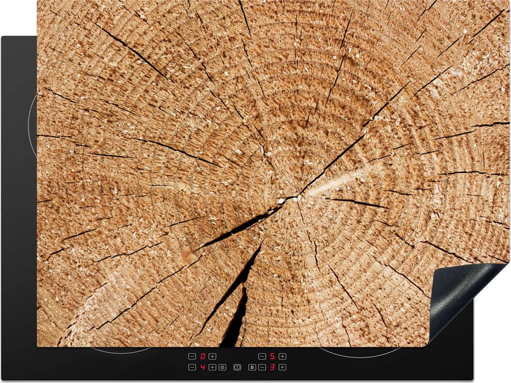KitchenYeah Herdabdeckplatte Baumstamm - Baumringe - Holz , 70x52cm, Küche Deko, Glaskeramikkochfeld Herdabdeckung, Abdeckplatte fùr Kochfeld