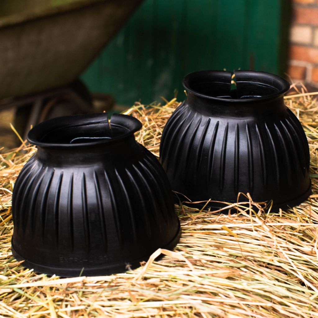 Hufglocken für Pferde, Warmblut, Kaltblut Größe XL – Farbe schwarz, Gummi Springglocken Hufschutz zum Reiten Springen Gelände Weide