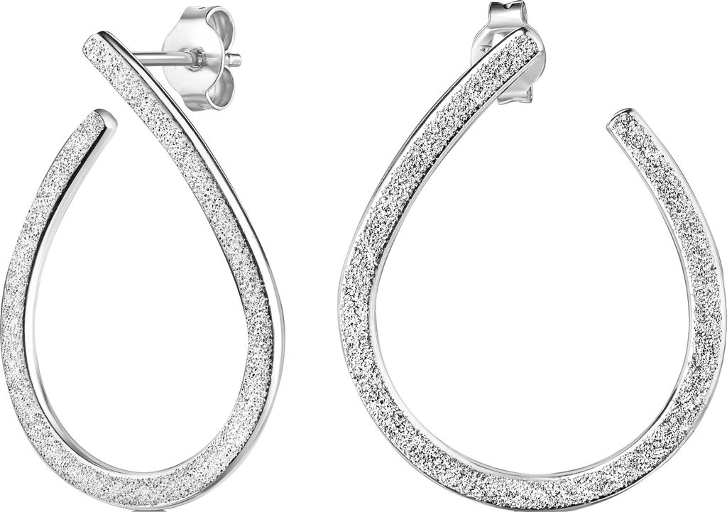 Silbercreolen glitzernd diamantiert 925 Silber Damen Ohrstecker + Zertifikat