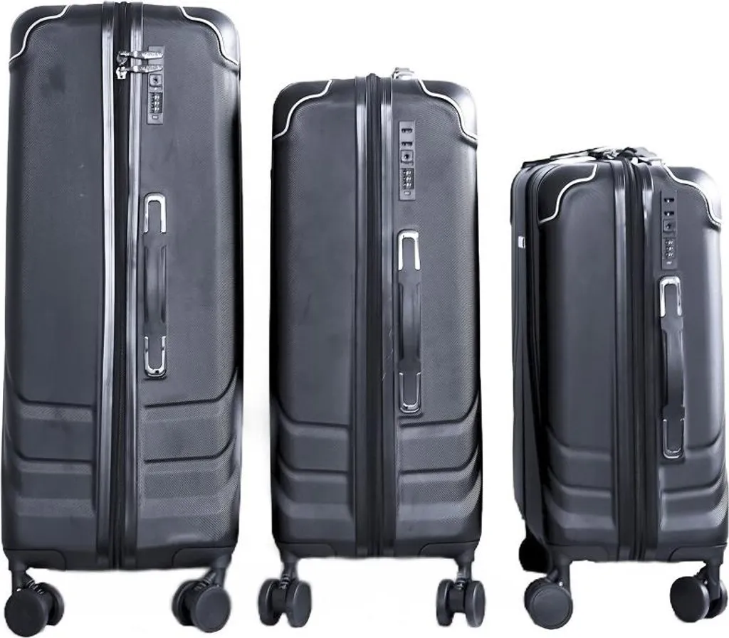 Valise rigide anthracite : lot de 3 bagages à roulettes multidirectionnelles