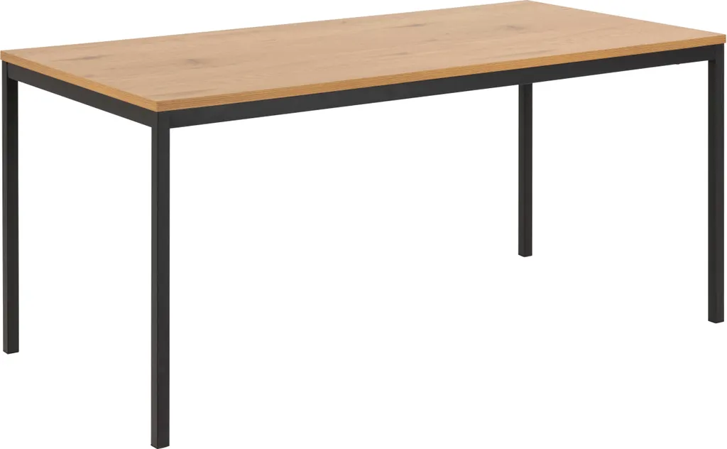 Table manger Barcelona chêne sauvage rugueux et métal noir mat OXM
