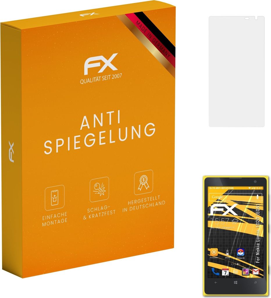 atFoliX FX-Antireflex 3x Schutzfolie kompatibel mit Nokia Lumia 1020 (EOS) Displayfolie
