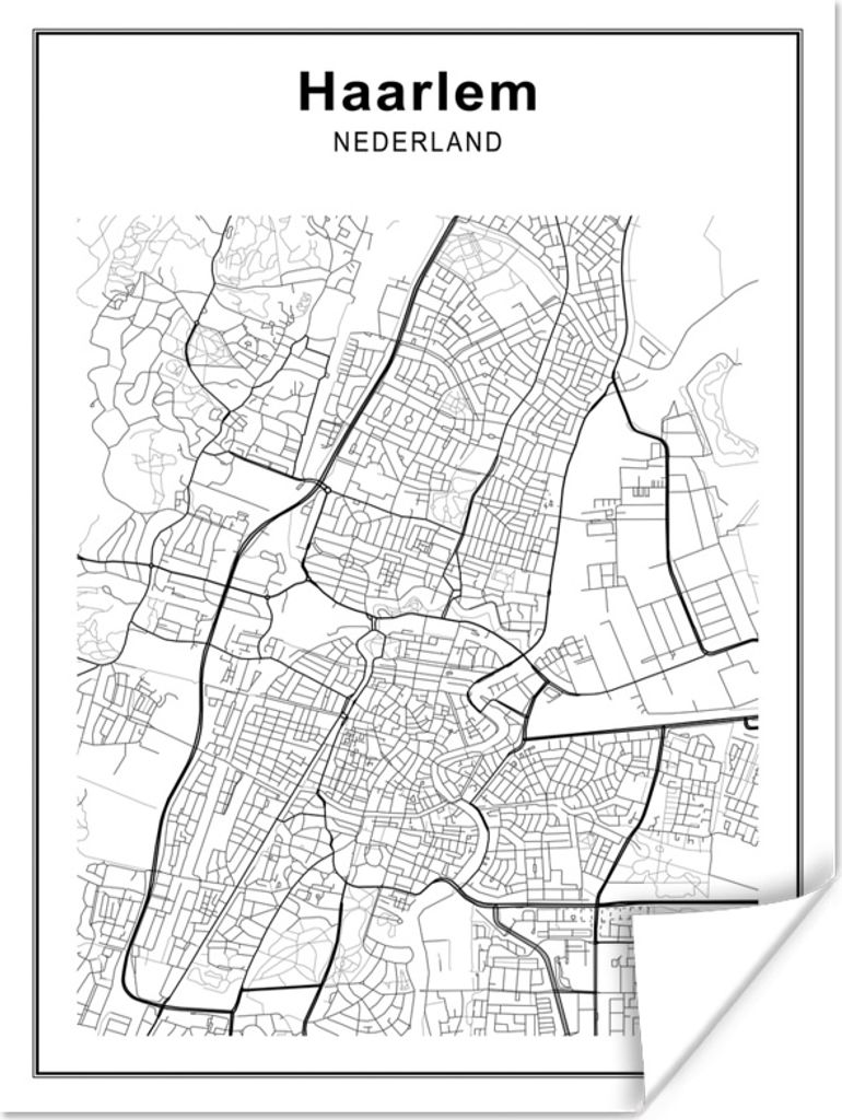 MuchoWow® Poster Stadtplan - Schwarz und Weiß - Haarlem Produktbild 