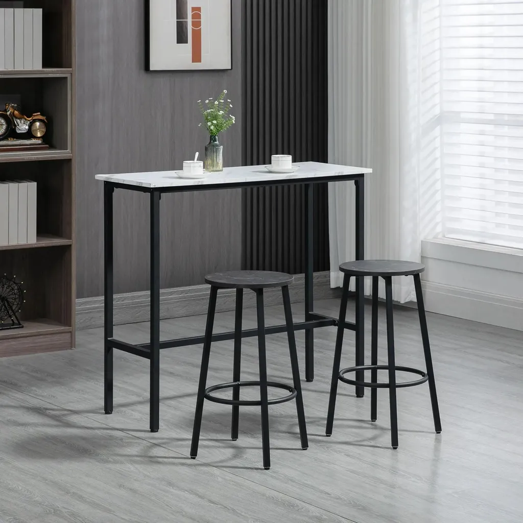 Table de bar bois blanc moderne 100 cm - Structure haute rectangulaire - 7