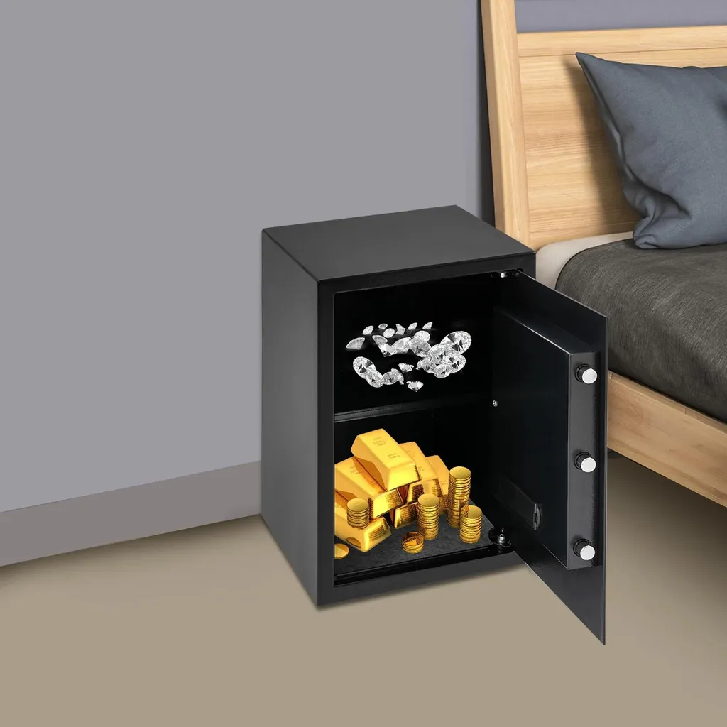 Coffre-fort électronique 35x31x50 cm avec code et clé de secours noir - 4