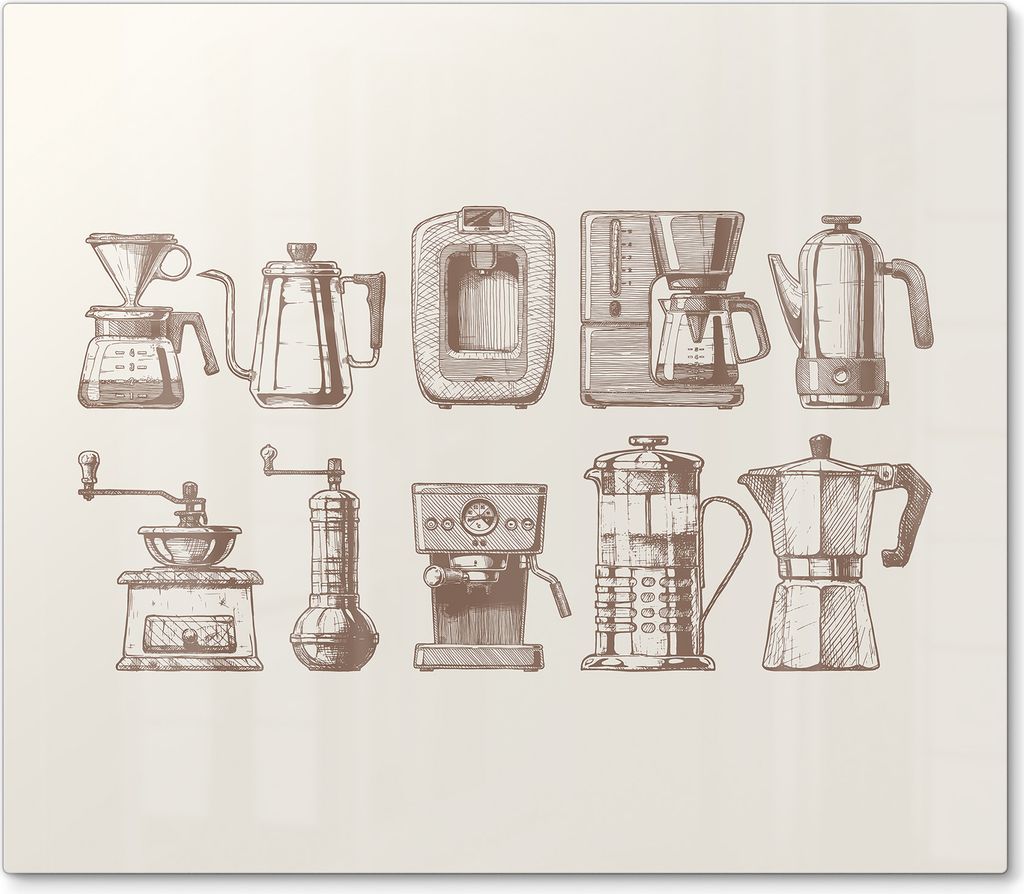 DEQORI Herdabdeckplatte Glas 1-tlg 'Kaffeekunstwerke' Abdeckplatte Küche Glaskeramikkochfeld Herd