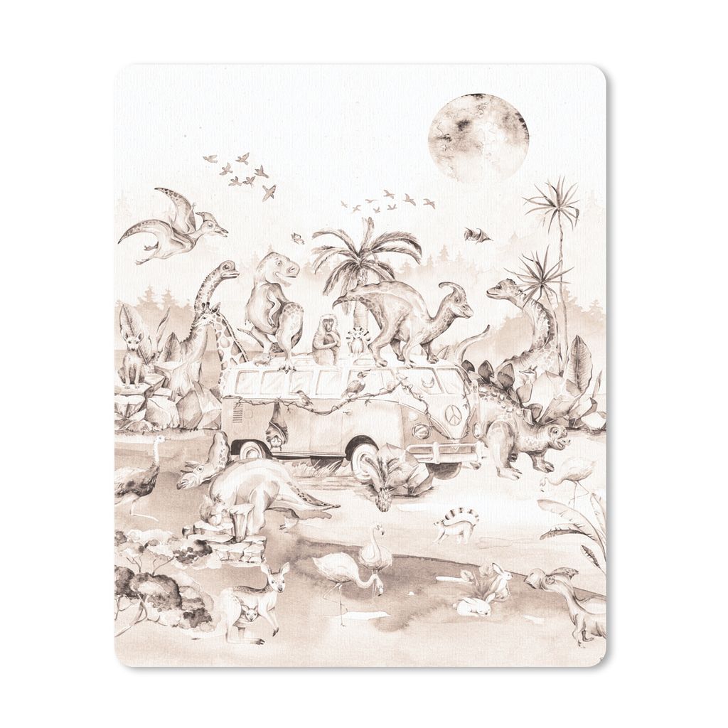MuchoWow Mauspad Mousepad Dinosaurier - Bus - Kinder - Tiere - Bäume 19x23 cm - Mousepads - Maus Mat - Pad - Mausunterlage - Mauspads - Spielen