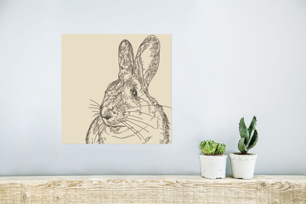 Poster - Vintage-Illustration eines Kaninchens - 30x30 cm
