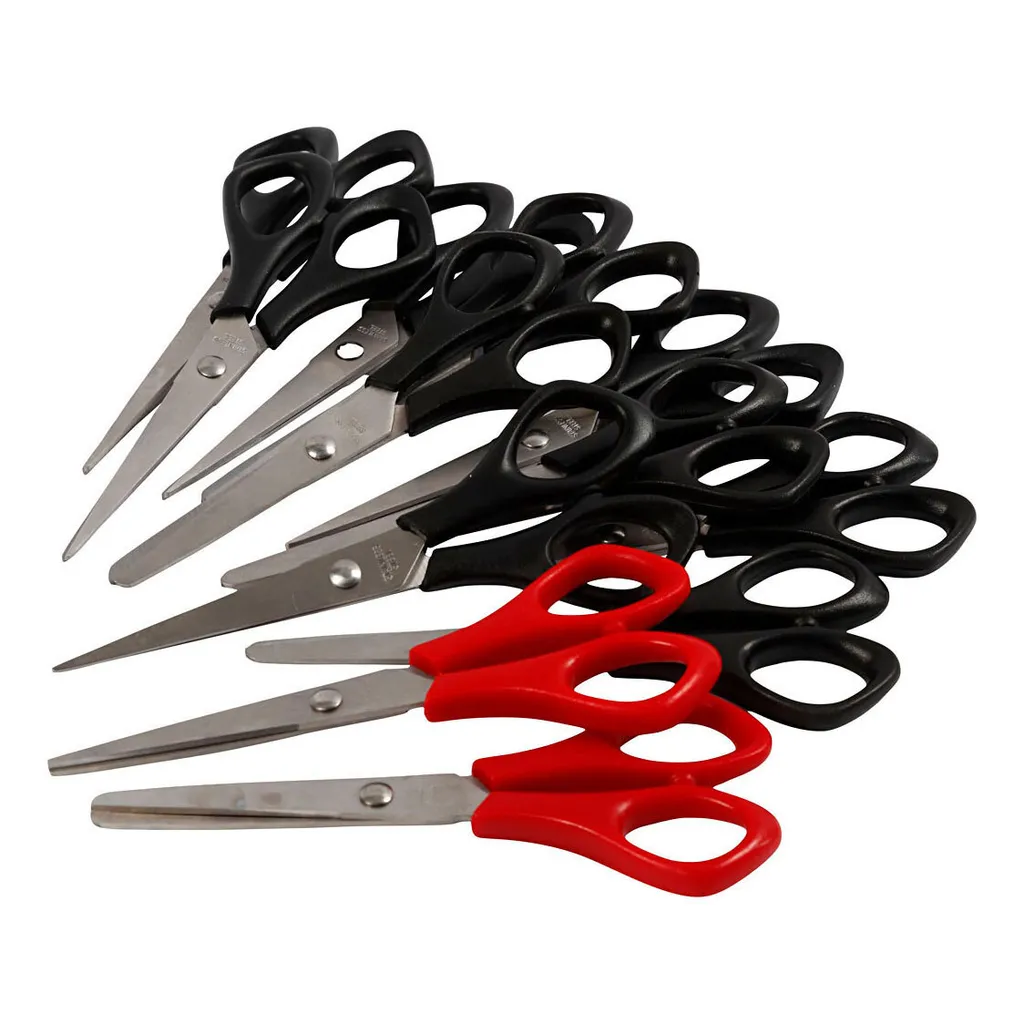 Lot de 12 ciseaux scolaires noirs pour droitiers et gauchers 13cm