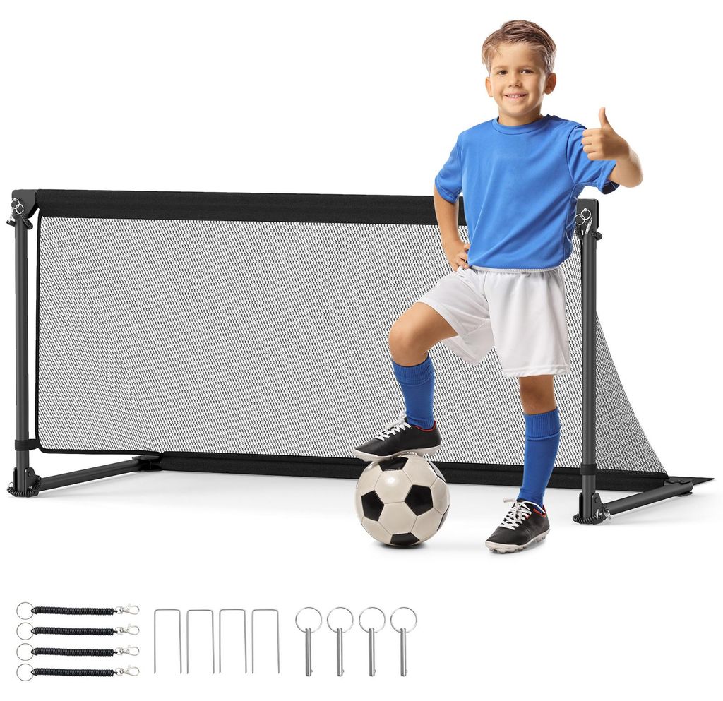 COSTWAY 120 x 57 x 60 cm Fußballtor, Fussballtor mit stabilem Metallrahmen, PE-Netz & 4 U-förmige Erdspieße, Montage, Outdoor-Trainingsausrüstung