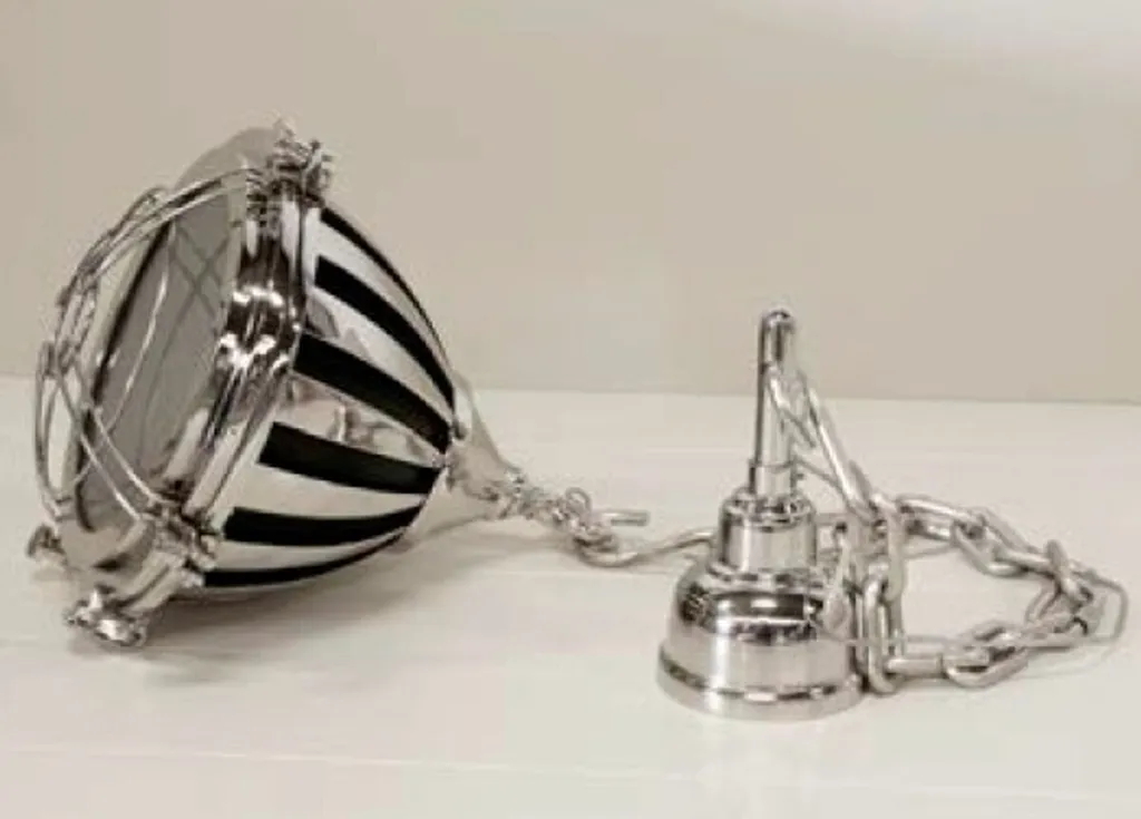 Luminaire Industriel Argent Nickelé 48cm Casa Padrino Suspension Vintage