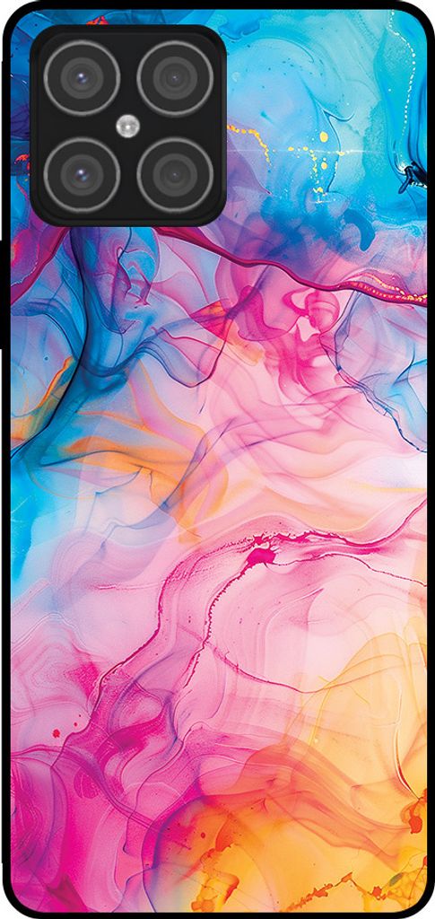 Smartphonica Telefon Fall geeignet für Huawei Honor X8 4G mit Regenbogen Acryl Marmor Druck - TPU Backcover Fall Regenbogen Acryl Marmor Design