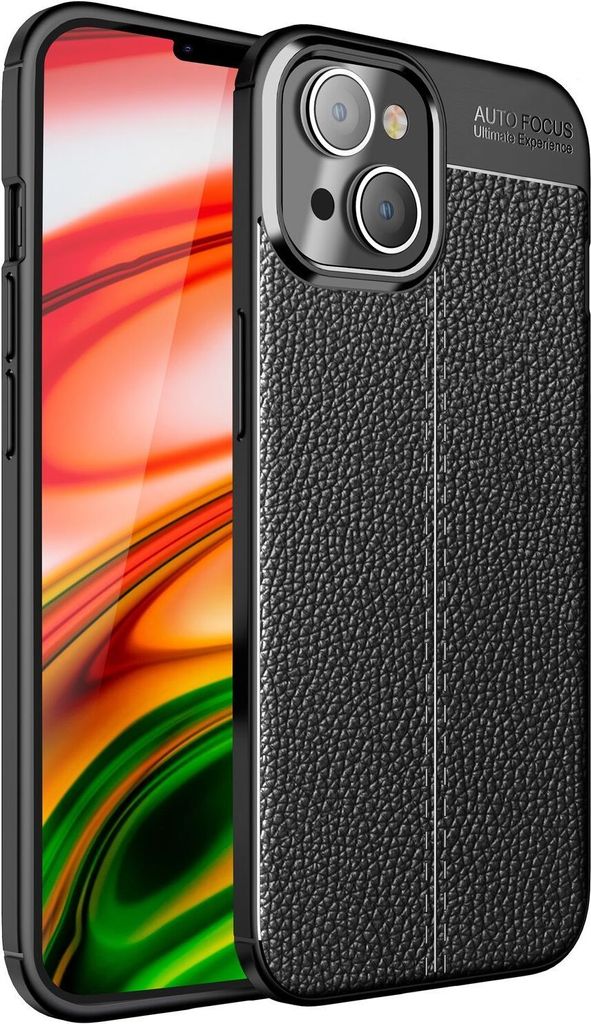 Hülle für iPhone 14 - Leder Look Cover Silikon Handyhülle Anti-Fingerprint Case