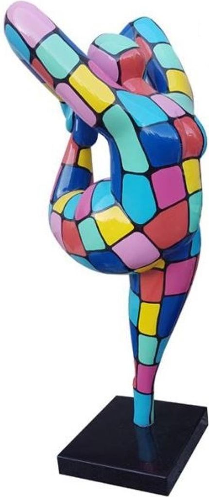 Casa Padrino Designer Deko Skulptur Akrobatische Frau Mehrfarbig H. 200 cm - Wetterbeständige Dekofigur - Gartendeko Skulptur - Gartenfigur