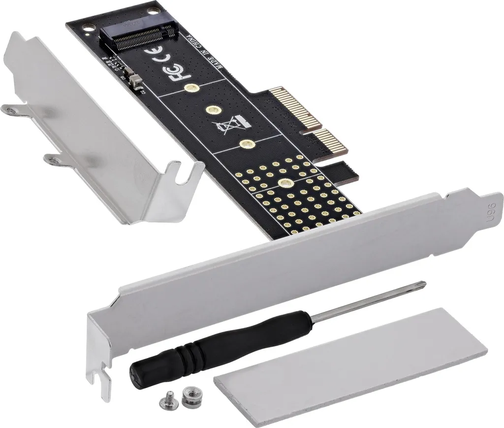 Carte d'interface InLine PCIe x4 M.2 NVMe Key M 22110 low profile