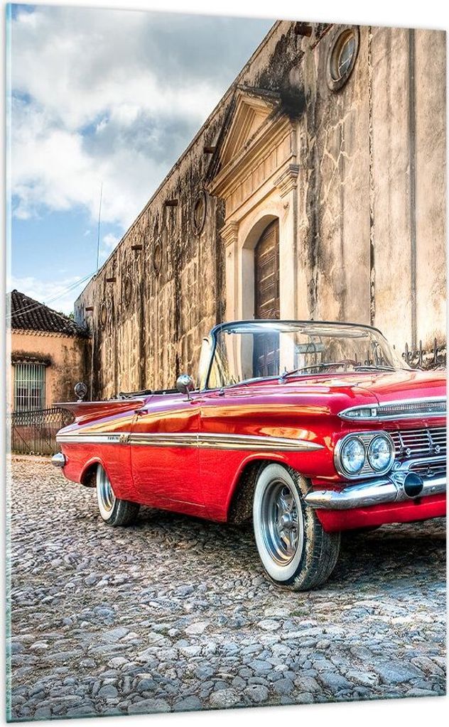 Bilder auf glas - Einteilig - Auto Klassiker Kuba Chevrolet - 70x100cm - Glasbilder - Wandbilder - Bilder - Wanddekoration aus Glas - Glas Bilder -...