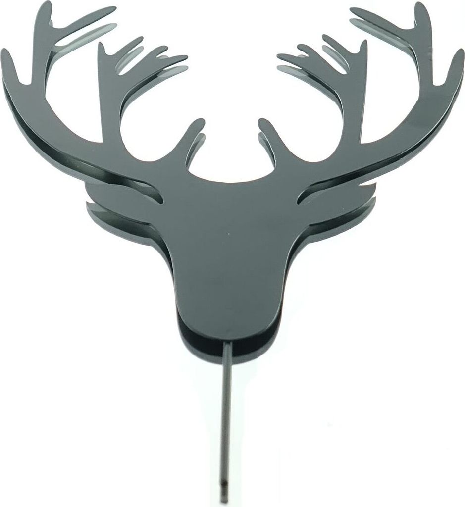 Weihnachtsstecker Hirschkopf Schwarz 26 cm - Metall