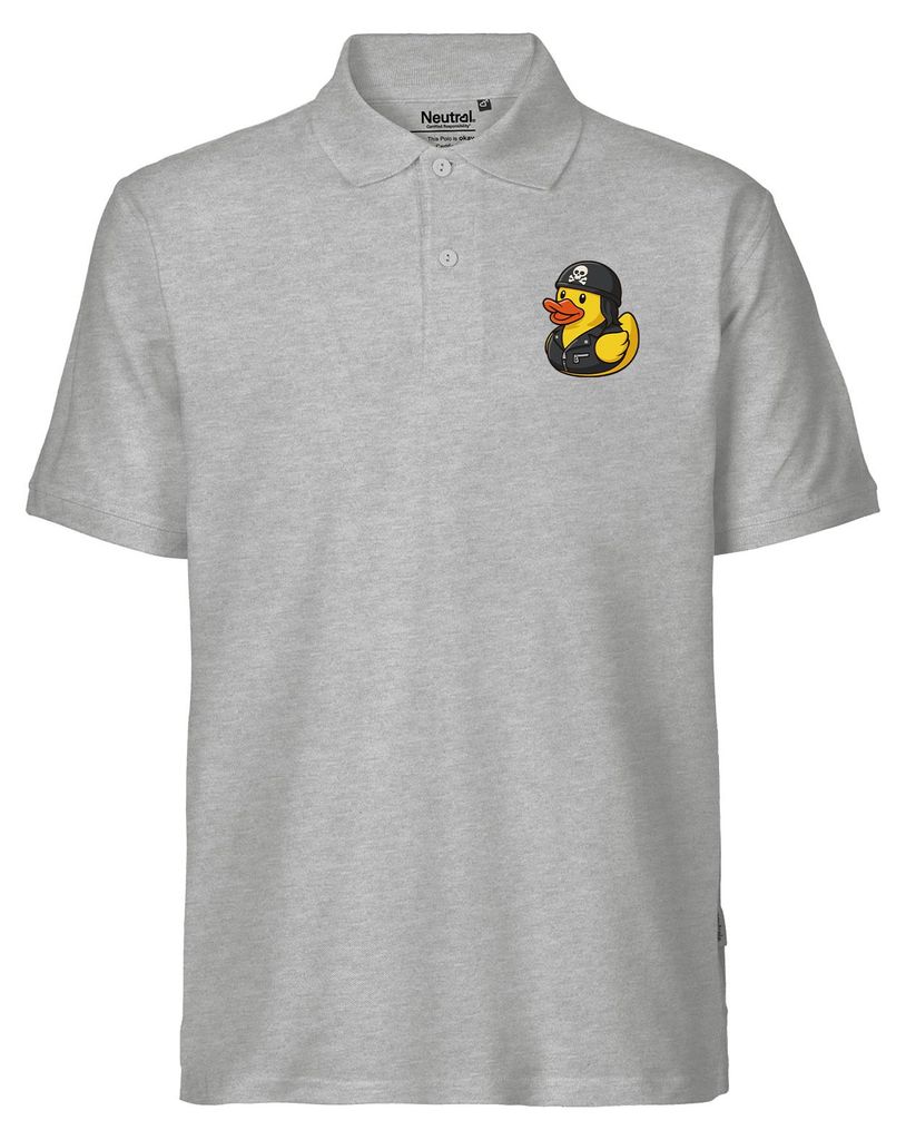 Huuraa Herren Polo Shirt Quietscheente Biker Gummiente Rocker S Sport Grey Bio Baumwolle Fairtrade Poloshirt Geschenkidee