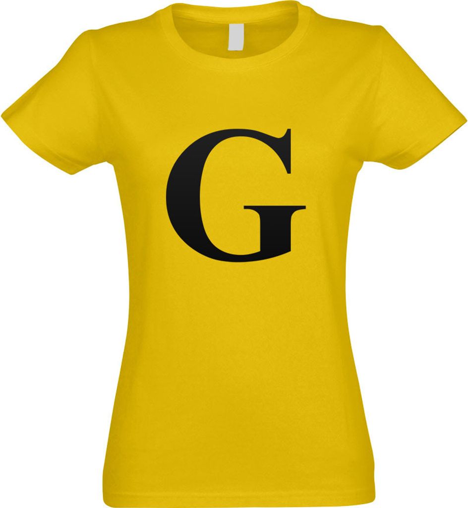Kiwistar - T-Shirt tailliert - Damen - gelb - Buchstabe G - Alphabet - mit Motiv Bedruckt - Funshirt Design - Sport - Freizeit - Damen - S