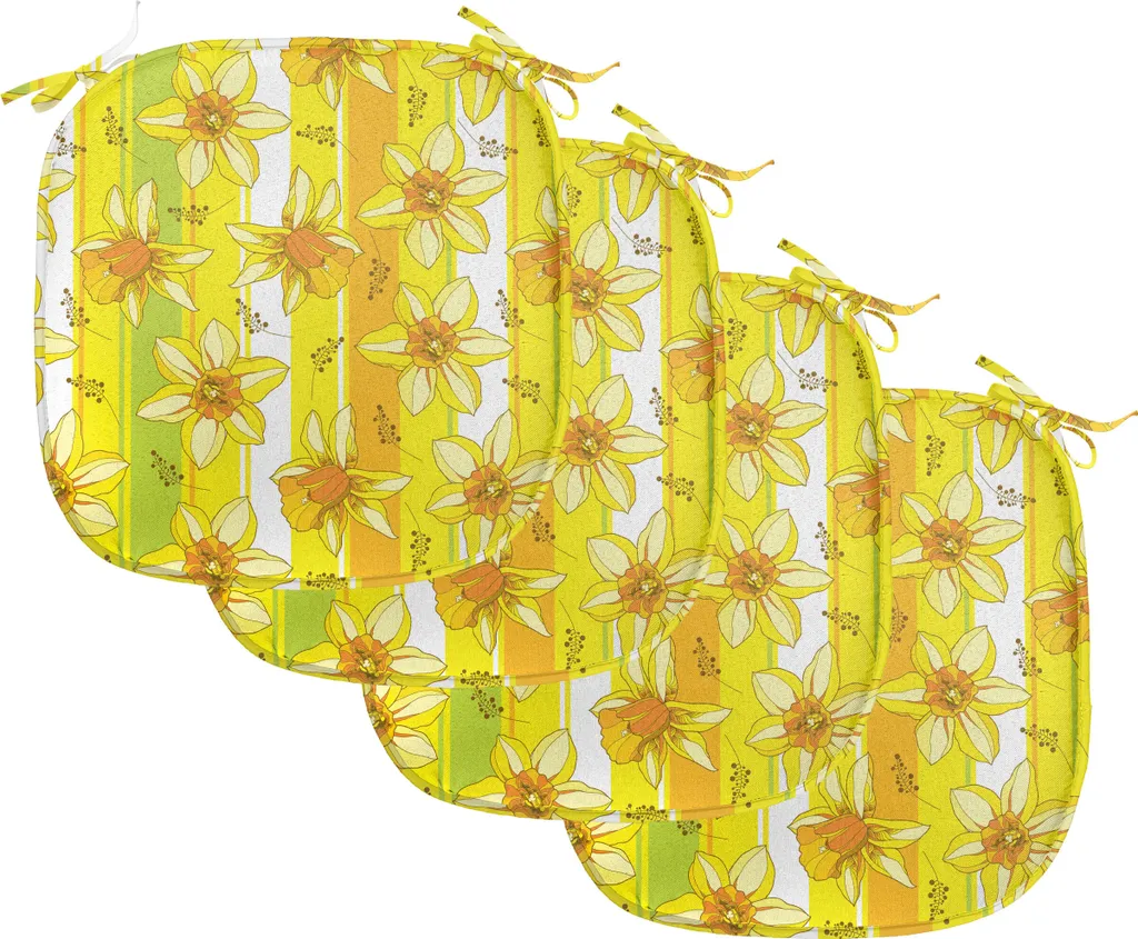 Lot de 4 Galettes de Chaise Jaune Narcisse 40x40 cm - Coussin Abakuhaus
