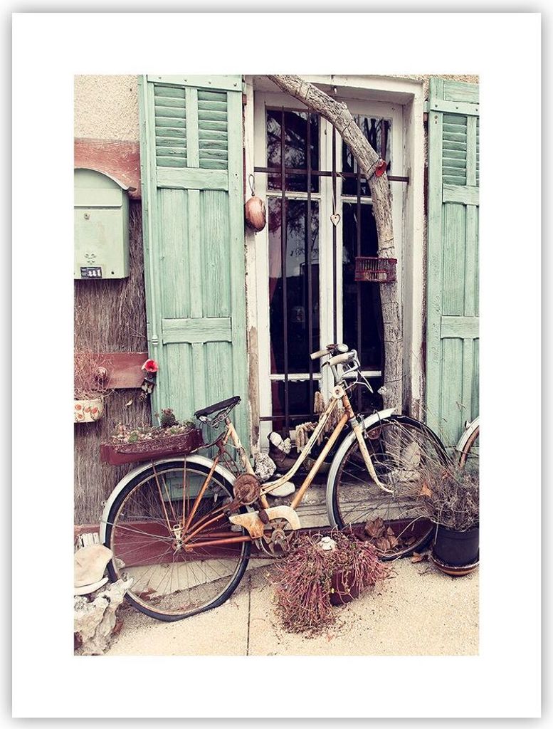 Poster - Poster ohne Rahmen - Fahrräder Vintage Mietshaus - Produktbild 