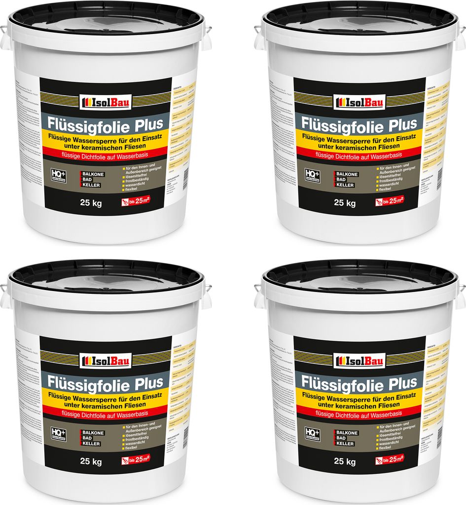 Isolbau Flüssigfolie PLUS 100kg - Dichtfolie für innen & Außenbereich - für Wand & Boden - Balkonabdichtung, Terrasse - Lösemittelfreie, wasse...