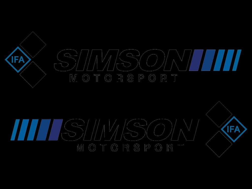 Set: UV-Klebefolie Tank "SIMSON MOTORSPORT" - Schwarz/Blau Produktbild 