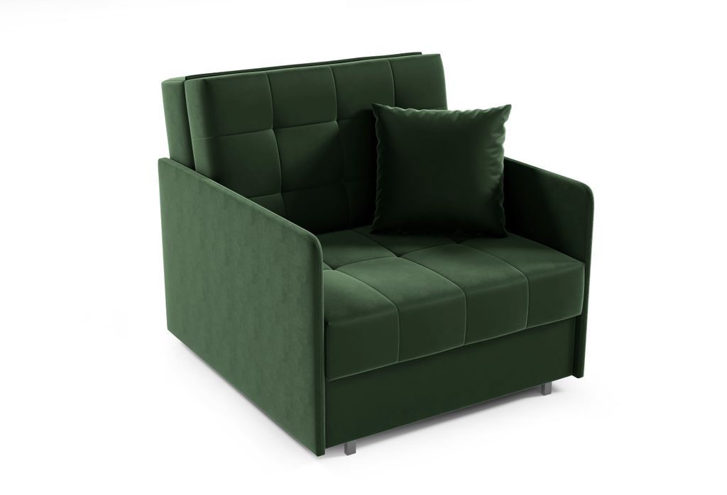 Sofasessel YORK I mit Steppung, 1-Sitzer Schlafsofa, Jugendsofa mit Schlaffunktion, ausziehbare Couch, mit Bettkasten, inkl. Kissen, Kronos 14
