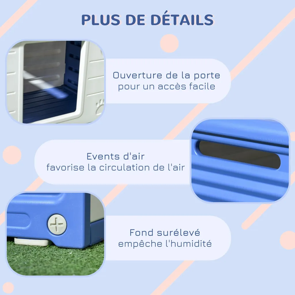 Maison pour chiens avec aération et toit imperméable abri extérieur chiot - 7