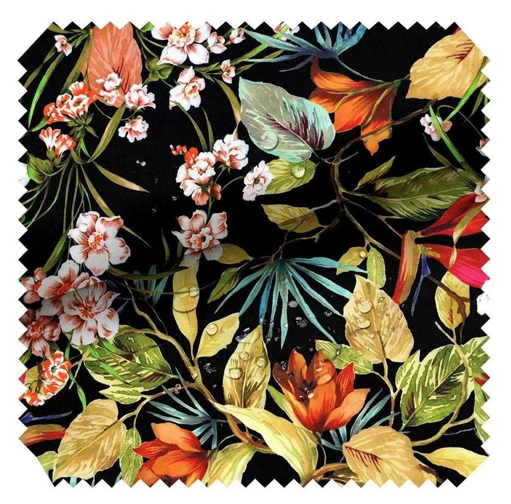novely OXFORD 210D - D189 Herbstblumen - Bedruckter Polsterstoff - Outdoor Dekostoff - Wasserabweisende Reißfeste Meterware 1lfm