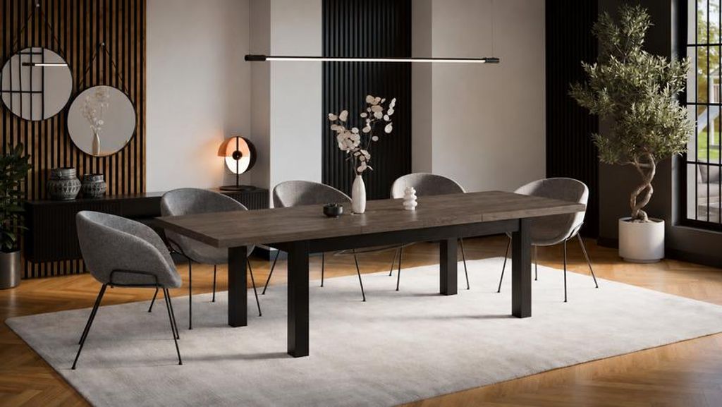Ausziehbarer Esstisch Leonardo aus Massivholz – Design Produktbild 