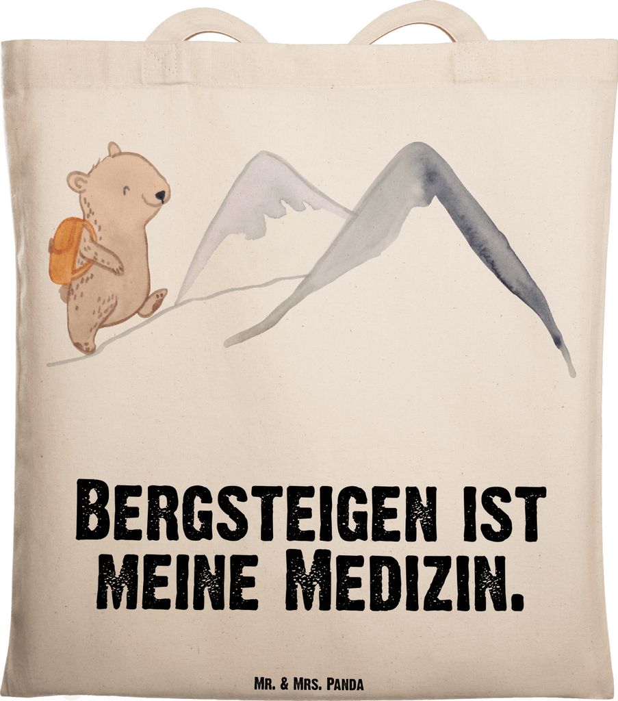 Mr. & Mrs. Panda Schultasche Bär Bergsteigen - Transparent - Geschenk, Wandern, Laptoptasche, Bergsport, Tote Bag, Alpinwandern, Tasche, Shopping,...