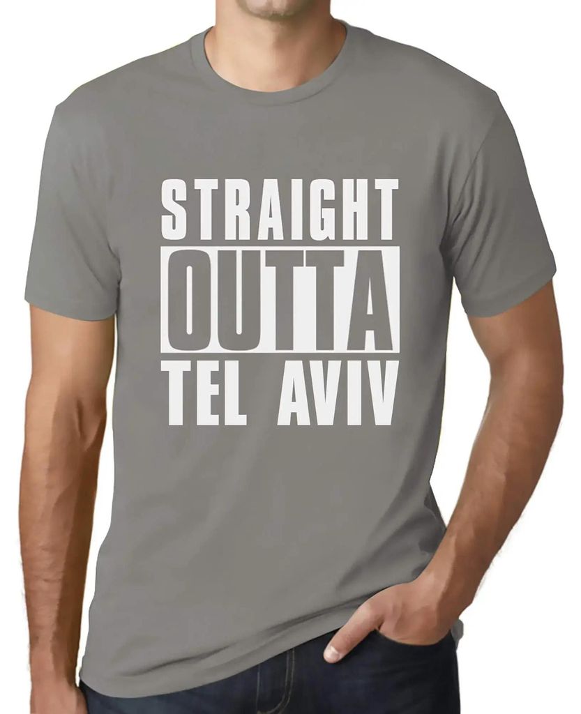 Herren Grafik T-Shirt Direkt aus Tel Aviv – Straight Outta Tel Aviv – Öko-Verantwortlich Vintage Jahrgang Kurzarm Lustige Druck Geburtstag Ges...