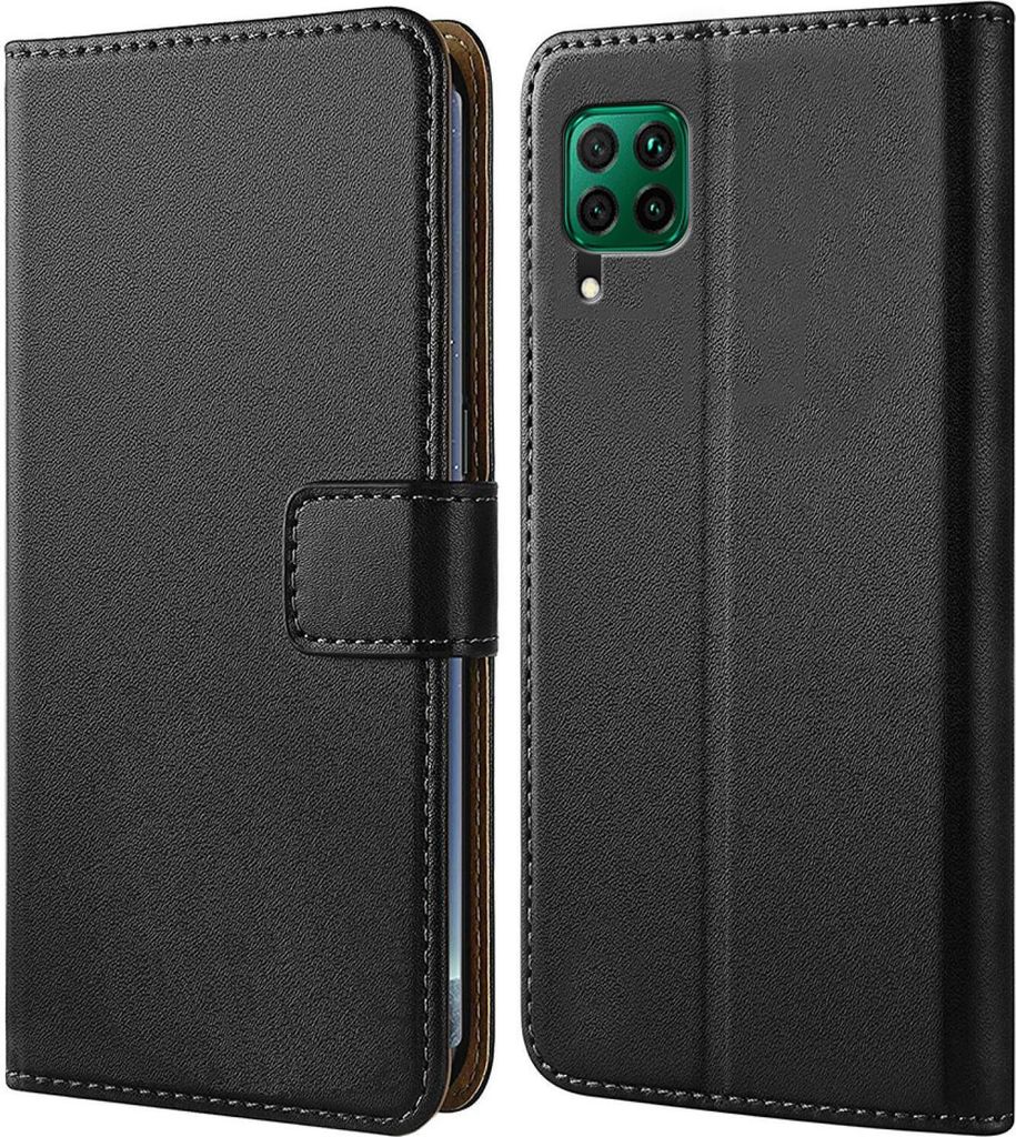 Handy Tasche für Huawei P40 Lite Schutzhülle Bookstyle Etui Klapphülle Wallet Flip Cover Case Schwarz