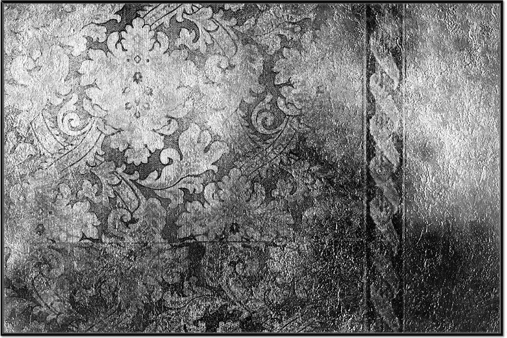 Wallario Wandbild Schnörkelmuster in grau, Größe: 61 x 91,50 cm, Poster mit schwarzem Aluminiumrahmen